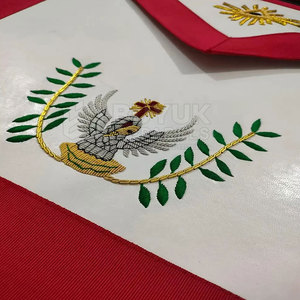 Tabliers maçonniques en cuir brodés faits main, ajustables, avec épingle de sûreté, de qualité supérieure, lavables, personnalisables, style classique - Product Image 4