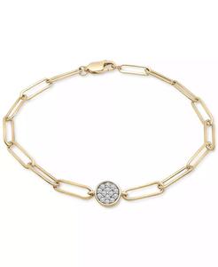 Pulsera de eslabones Paperclip de racimo de círculo de diamantes (1/6 CT. T. W.) en plata de ley chapada en oro de 14K, creada para | Macy's - Product Image 1