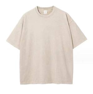 Oversized Men's Black Cotton T-<b>Shirt</b> Short Sleeve O-Neck Washed Jersey Casual Solid Color Blank Design Regular Length - Product Image 3