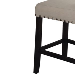 Sillas de comedor beige de altura media con adornos de clavos, juego de 2 - Product Image 3