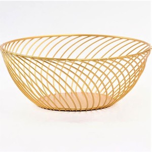 Small Size Gold Steel Eco-Friendly Multifunction Storage <b>Bread</b> <b>Basket</b> Kitchen Usage Metal Iron Wire Fruit Container for - Product Image 2