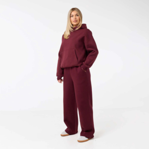 Conjunto de Sudadera Oversize y Pantalones Anchos para Mujer, Novedad 2026, con Logotipo Personalizado, Lavado Ácido, Chándal de Felpa de Algodón Ecológico, Dos Piezas - Product Image 2