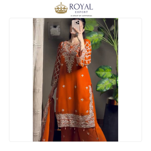 Vêtements de style indien en gros, meilleurs vêtements de fête, en pur faux georgette, avec travail de sequins et broderies à la main, ensemble sharara à vendre. - Product Image 6