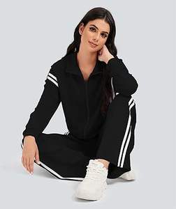 Ensemble de survêtement 2 pièces pour femme Casly Lamiit, avec fermeture éclair, pantalon de jogging à rayures contrastées et jambes larges, idéal pour les voyages - Product Image 6