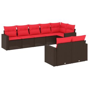 Ensemble de canapés de patio en polyrotin marron 8 pièces avec coussins, meubles d'extérieur élégants - Product Image 2