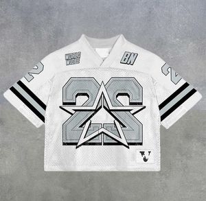 T-shirt OEM pour femme à manches longues et col en V profond, impression sérigraphique de haute qualité, personnalisable, avec patchs brodés en toile, tissu éponge et maille - Product Image 3