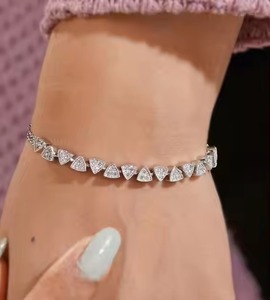 White Round Moissanite New Diamond Bracelet & Bangle Round in 18K White Gold Cut Jewelry - Product Image 2