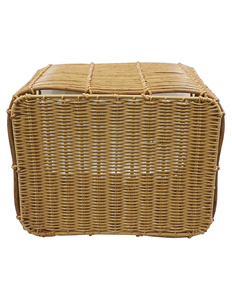 Woven Rattan <b>Storage</b> <b>Basket</b> <b>Rectangular</b> Wicker Organizer Bin with Handles for Home Bedroom Living Room - Product Image 2