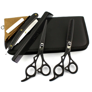 Ciseaux de barbier professionnels 6 pouces, lame tranchante, ciseaux à effiler pour droitiers avec 32 dents, acier au carbone, manche en acier inoxydable - Product Image 1