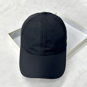 Black 6-Panel Baseball Cap Solid Color 100% Polyester Unisex Fitted Casual Breathable <b>Waterproof</b> Outdoor <b>Hat</b> for Adults Four - Product Image 1