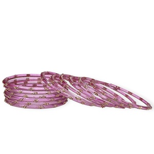 Stylish Emerald Cut Raindrop Lavender Glass <b>Gold</b> Plated Stone Work Modern Transparent Kashmiri <b>Bangles</b> <b>Set</b> Bulk Orders Wholesale - Product Image 3