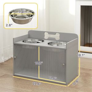 Ciotola rialzata grigia per cani con spazio di archiviazione integrato per alimentatori per animali domestici - Product Image 6