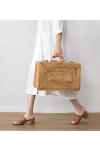Portable woven bamboo and rattan <b>camping</b> travel <b>storage</b> <b>box</b> - Product Image 2