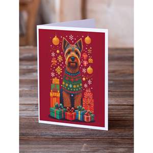 Cartes de voeux de Noël de vacances de Terrier gallois lunatique paquet de 8 A7 taille 5x7 cartes de note vierges avec enveloppes - Product Image 2