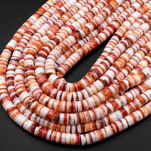 Perles Heishi d'huître épineuse naturelle orange, fil de pierres précieuses pour la fabrication de bijoux, collier et bracelet DIY, vente en gros - Product Image 5