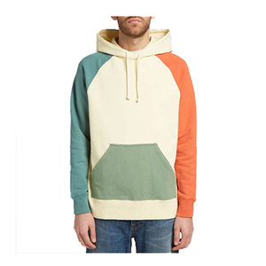 Men's Green <b>Hooded</b> Sweatshirt Regular Fit 100% Cotton French Terry Knitted Casual Autumn Wear Pocket Design Color Blocking Quick - Product Image 3