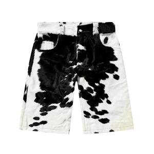 Pantalones Cortos de Cuero Auténtico de Pelo de Vaca Premium, Estilo Cargo con Pelo de Vaca, Pantalones de Piel de Animal con Manchas Marrones, Resistentes - Product Image 1