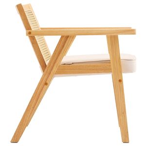 Poltrona Moderna Retrò Stile Mid-Century per Soggiorno, con Schienale in Rattan PU e Rivestimento in Velluto, per Uso in Centri Commerciali e Camere da Letto - Product Image 3
