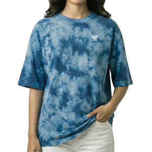 Blue <b>Tie</b> Dye T Shirt Short Sleeve Raglan Crew <b>Neck</b> Casual Streetwear Tee Shirt Wholesale Bulk Apparel Supplier Fashion <b>Top</b> - Product Image 1