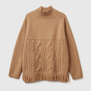 Suéter de Punto con Cuello Alto para Mujer, Jersey Casual de Manga Larga, Transpirable, Cálido para Invierno - Product Image 1