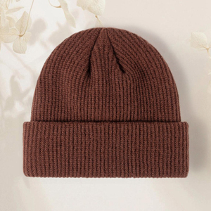 Unisex Acrylic Ribbed <b>Knit</b> Cuffed Beanie Warm Folded Brim Outdoor Cap <b>For</b> <b>Men</b> Wholesale OEM Custom Logo Winter <b>Hat</b> <b>For</b> Women - Product Image 5