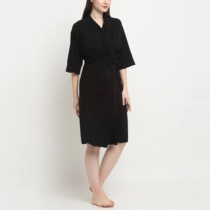 <b>Lightweight</b> Waffle Bathrobe Breathable Cotton Spa Robe Hotel <b>Dressing</b> <b>Gown</b> with Belt Bathrobe - Product Image 1
