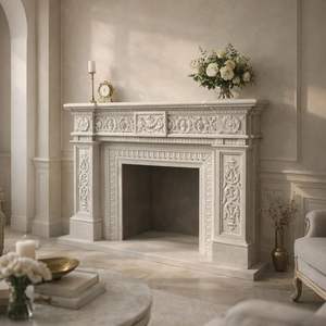 Chimenea de Mármol Natural de Primera Calidad con Control Remoto, Diseño Moderno Independiente para Salas de Estar Interiores - Product Image 1