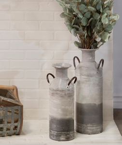 Rustic Ceramic Tabletop <b>Vase</b> With Matte Finish Handmade For Floral Display Round Shape Gray Ombre Design patina-style neutral - Product Image 3