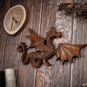 Escultura de Dragón Hecha a Mano para Decoración del Hogar, Artesanía Tradicional de Dragón en Madera, Figura de Dragón de Madera de Lujo para Colección - Product Image 5