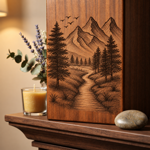 Urne commémorative pour animaux de compagnie en bois naturel, boîte à souvenirs gravée pour crémation, conteneur de commémoration pour la faune forestière - Product Image 6