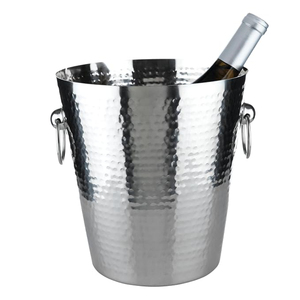 Cubo de hielo de acero inoxidable con acabado de espejo premium y asas de anillo resistentes, enfriador de vino metálico para uso en hoteles y restaurantes. - Product Image 3