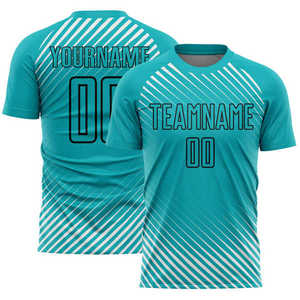 เสื้อฟุตบอลแบบซับลิเมชั่นสั่งทำพิเศษ ผ้าโพลีเอสเตอร์ 100% ระบายอากาศได้ดี สีดำ-เขียว สำหรับผู้ชาย พร้อมชื่อทีมและหมายเลข ซับเหงื่อ แห้งเร็ว แขนสั้น คอกลม - Product Image 5