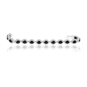 Wholesale 925 Sterling <b>Silver</b> Natural Oval Blue Sapphire CZ Halo Tennis <b>Bracelet</b> Memoria Jewels - Product Image 4