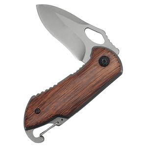 Couteau de poche pliable personnalisé pour le camping, avec mousqueton, manche en bois revêtu de titane, lame en acier inoxydable - Product Image 3