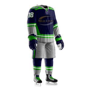 New Arrival Green Gray and Black <b>Colour</b> Ice Hockey Uniform Polyester Material with Low Price Ice Hockey Uniform - Product Image 4