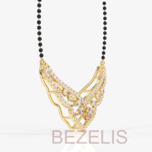 Collier en or rose et diamants avec perles noires, pendentif en forme de V, bijoux de mariage, idéal pour la vente en gros, les cadeaux et les fêtes - Product Image 4