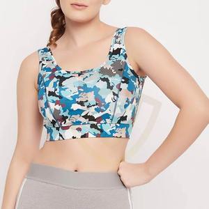 Top Deportivo de Camuflaje Azul con Logotipo Personalizado, Top Corto de Yoga de Alto Impacto para Mujer, Top Deportivo para Gimnasio, Fitness, Entrenamiento, Running - Product Image 1