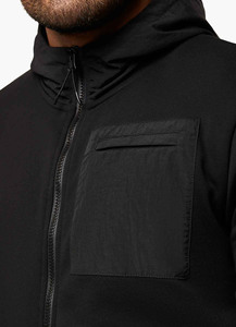 Sudadera con Capucha Negra para Hombre, Cierre de Cremallera, Corte Regular, Color Sólido, Diseño con Bolsillos, Ropa Casual, Poliéster, FRENCH TERRY, Estilo Otoñal - Product Image 4