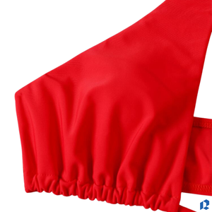 Conjunto de Bikini Rojo de 2 Piezas para Mujer, Traje de Baño Elegante, Ropa de Playa Transpirable, Sin Costuras, Logotipo Frontal Personalizable - Product Image 4