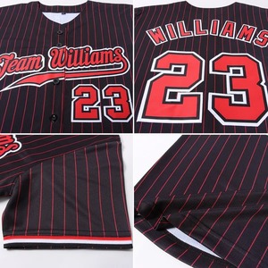 Maillot de softball personnalisé noir et rouge à fines rayures blanches pour femme – Respirant, anti-humidité, tenue de sport professionnelle pour équipe – Vente en gros - Product Image 2