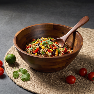<b>Large</b> Capacity Rustic Acacia Wood Handcrafted <b>Bowl</b> for Party Salad <b>Serving</b> Fruit Presentation Durable Natural Kitchenware - Product Image 3