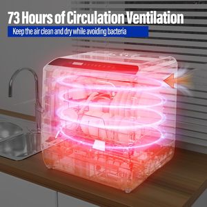 Lave-vaisselle portable mini avec réservoir d'eau intégré de 5 L, 6 programmes de lavage et tuyau d'arrivée d'eau - Product Image 6