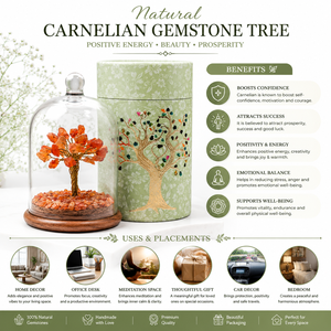 Arbre en cornaline artisanal en gros sous dôme de verre, cristal de guérison, décoration d'intérieur, énergie Reiki, cadeau de Noël - Product Image 2