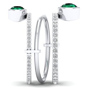 เครื่องประดับ REYES ทำมือจากทองคำแท้ 14K ประดับเพชรโมอิสซาไนต์ GRA Certified  แบบกำหนดเอง น้ำหนัก 1.25 กะรัต รูปทรงมรกต แหวนแบบซ้อนได้สำหรับผู้หญิง - Product Image 3