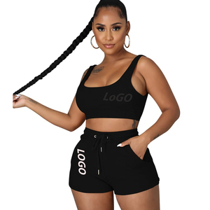 Custom Women’s Ribbed Shorts <b>Set</b> 220-260 GSM Nylon Spandex Seamless Fabric Stretchy Breathable Causal Streetwear 2Piece <b>Set</b> - Product Image 5