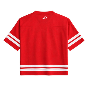 Camiseta Deportiva Unisex de Malla Roja para Fútbol Americano, Transpirable, de Poliéster, Estilo Urbano, Cuello en V, Uniforme de Equipo, Fabricante Personalizado - Product Image 4