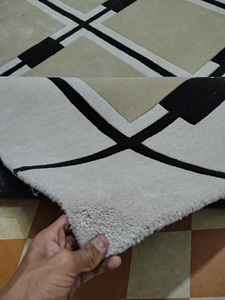 Alfombra Moderna Beige Marrón con Diseño Geométrico, Hecha a Mano con Lana Suave, Alfombra de Lujo para Sala de Estar, Dormitorio, Oficina, Decoración de Piso - Product Image 6