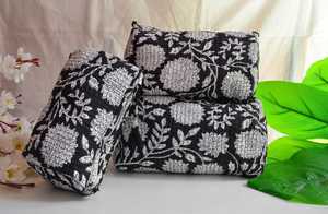 Premium Cotton Toiletry Bag <b>Block</b> Print Makeup Pouch Travel Organizer Cosmetic Storage Bag Everyday Use - Product Image 2