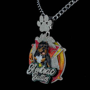 Colgante de cara de perro VVS Moissanite 3D personalizado con colgante de esmalte de forma redonda de 3 pulgadas colorido personalizado - Product Image 5