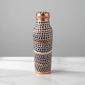 Botella de Agua Metálica con Diseño de Conchas Rosadas Estilo Bohemio, con Tapa, Portátil, para Bebidas al Aire Libre, para Viajes, CORAASCO INTERNATIONAL - Product Image 3